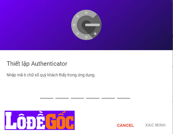 Nhập mã Google Authenticator